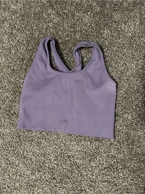 SET ACTIVE Ribbed Purple Seamless Crop Tank